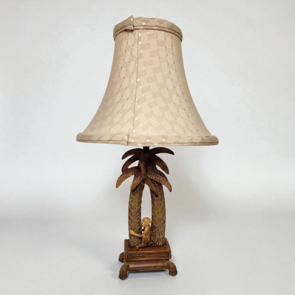 Rare Vintage Cheyenne Monkey Double Palm Tree Table Lamp